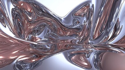 Fototapete - Abstract Chrome Waves with Subtle Rose Gold Accents for Modern Design