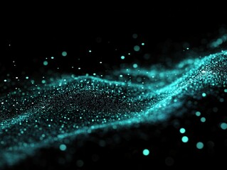 Aufkleber - Teal particle wave flowing on black