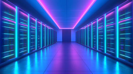 Poster - Exploring modern data center interiors technology facility visual design ambient lighting futuristic view digital infrastructure