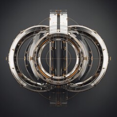 Poster - Circular Symmetry: Abstract Geometric Configuration with Reflective Metallic Accents