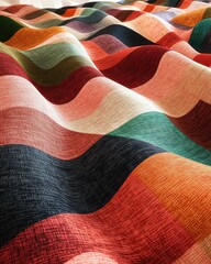 Poster - Abstract Colorful Wavy Fabric Close Up Texture Shot of Textile Material with Stripes and Pattern Design for Backgrounds