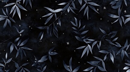 Poster - Abstract black night sky with drops of hand-drawn stars, dreamy starry repeat pattern