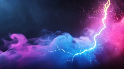 Poster - abstract flame and frost electric lightning crash, vibrant background energy