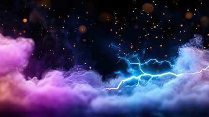 Poster - Abstract flame and frost electric lightning crash, vibrant background energy