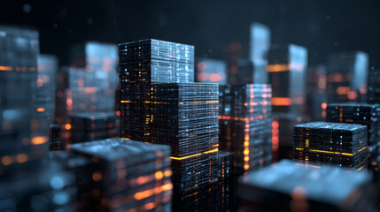 Poster - Abstract futuristic city landscape background technology network data communication concept design