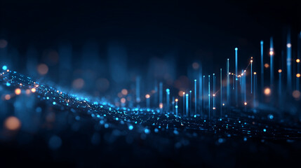 Poster - Abstract data visualization background for technology and science with blue light effects design