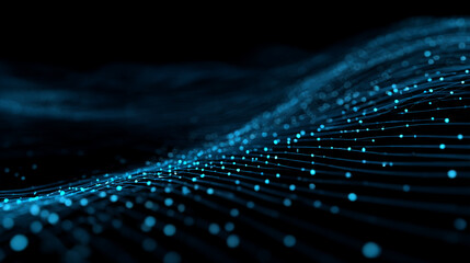 Poster - Abstract blue network connection background technology digital data visualization wallpaper design