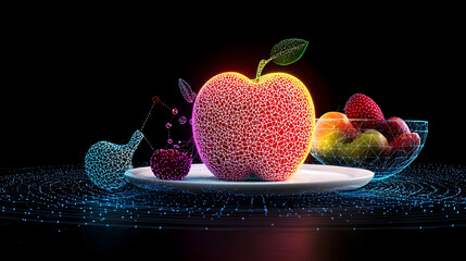 Poster - Abstract Colorful Fruit Composition On Black Background