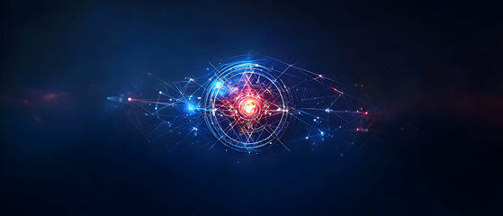 Poster - Abstract Glowing Sphere Design With Blue And Red Colors