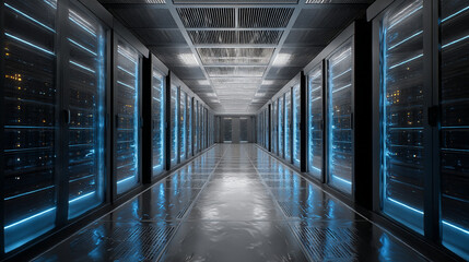 Poster - Server room data center it infrastructure network technology computing storage systems digital information hub