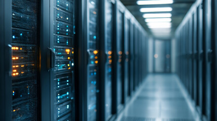 Poster - Data center server room it infrastructure network computing cloud storage computer system technology