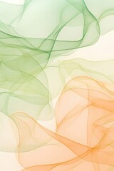 Poster - Abstract Fluid Art Background with Green and Orange Smoke Effect on White Paper Surface Overhead Shot