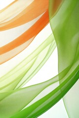 Poster - Abstract flowing sheer fabric in orange and green colors against a bright white background studio shot