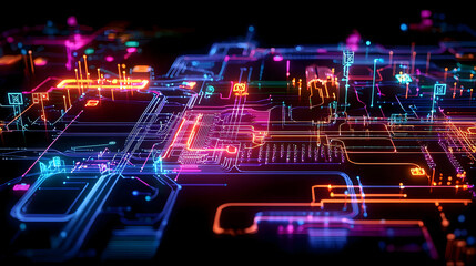 Poster - Abstract Futuristic Digital Circuit Board Design