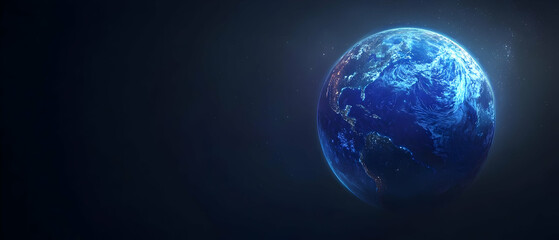 Poster - Abstract Glowing Blue Earth In Space
