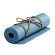 ©  图像 - A rolled up blue yoga mat is tied with rope isolated on a transparent background