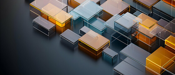 Poster - Abstract Geometric Cubes In Various Shades Of Colors