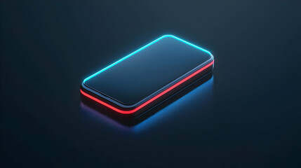 Poster - Glowing Neon Smartphone On Dark Background