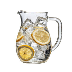 Poster - Refreshing pitcher filled with ice and lemon slices, perfect for summer drinks. Enjoy coolness and zest of this delightful beverage