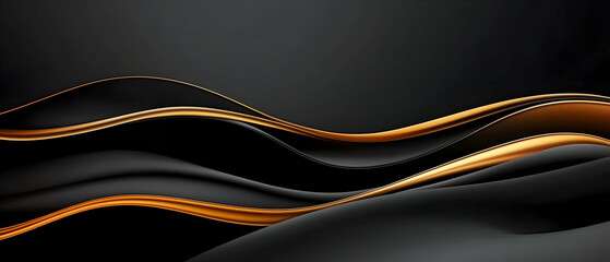 Poster - Abstract Black And Gold Wave Background Design