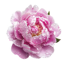 Aufkleber - beautiful pink peony flower with water droplets, showcasing its delicate petals and vibrant color. freshness and elegance of this bloom evoke sense of tranquility and beauty