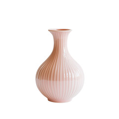 Poster - Elegant pink vase with ribbed design, perfect for floral arrangements or home decor. This stylish piece adds touch of sophistication to any space