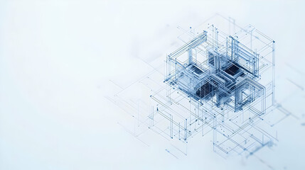 Poster - Abstract Architectural Design Blueprint Visualization