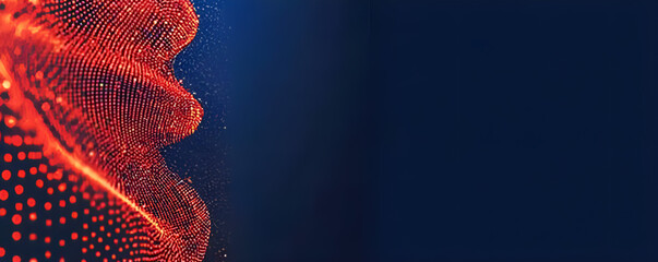 Aufkleber - Abstract red digital wave formation on a dark blue gradient background creating a futuristic and innovative aesthetic.