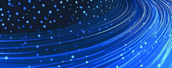 Aufkleber - Abstract blue flowing lines and dots representing digital data and network connections
