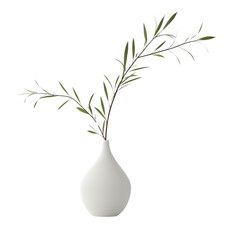 Poster - minimalist white vase with long green branches, perfect for modern decor. This elegant arrangement adds touch of nature to any space, enhancing aesthetic appeal