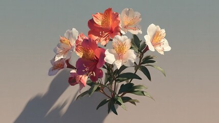 Aufkleber - A graceful flower in a clear vase floating midair with a soft shadow on a white background creating a calm atmosphere