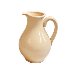 Poster - smooth, beige ceramic pitcher with curved handle, perfect for serving beverages or as decorative piece. Its elegant design adds touch of charm to any setting