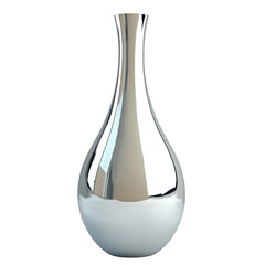 Poster - sleek, modern silver vase with teardrop shape, reflecting light beautifully. This decorative piece adds elegance to any space, perfect for floral arrangements or as standalone accent