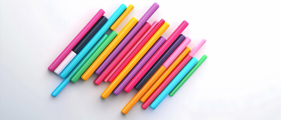 Poster - Abstract Composition Of Multicolored Markers On White Background
