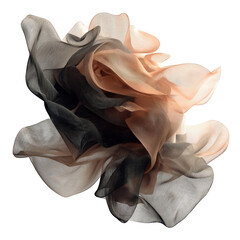 Poster - Abstract beige and black sheer fabric swirling design texture art wave on transparent background