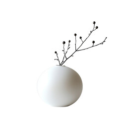 Poster - minimalist white vase with delicate branches and small buds, perfect for modern decor. This elegant piece adds touch of nature to any space, enhancing ambiance beautifully