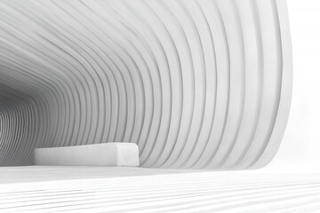 Fototapete - Abstract white architectural structure showcasing modern design with curved lines and minimalistic aesthetic concept