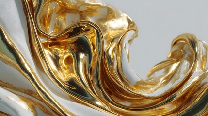 Poster - Beautiful gold and white swirl with crumpled texture reflecting light in an artistic display
