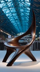 Poster - An elegant sculpture installed in a building showcasing artistic design and architectural beauty