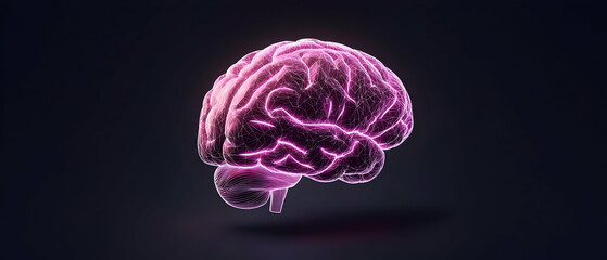 Poster - Abstract Glowing Pink Brain Model
