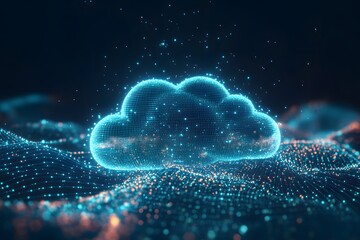 Poster - Abstract cloud computing illustration representing data storage and technology concepts