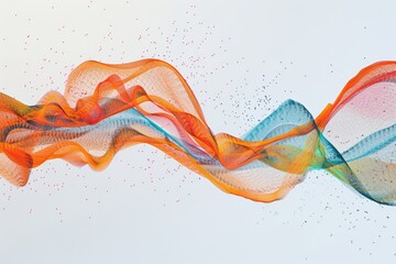 Fototapete - Flowing digital waves with glowing particles on a white background. Abstract line art or digital wave with gradient colorful color flowing with background. Futuristic abstract concept. Energy. AIG51.
