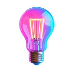 Poster - vibrant light bulb with neon colors, showcasing glowing filament. This artistic design adds modern touch to any space, illuminating creativity and innovation