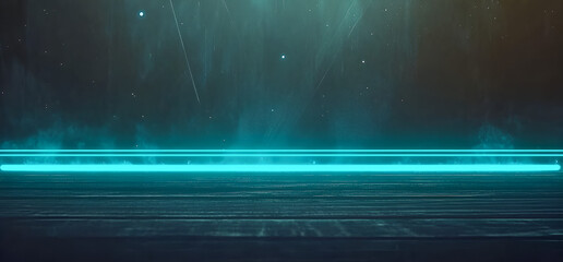 Aufkleber - Abstract futuristic stage design with glowing neon light and a dark background in a digital illustration