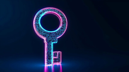 Poster - Glowing Neon Key Graphic Design