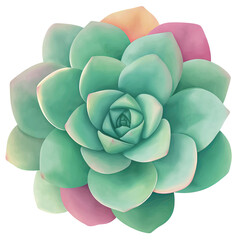 Poster - An artistic image of a beautiful succulent plant, showcasing its intricate layers and vibrant colors. The succulent exhibits a spectrum of green and pink hues, reflecting nature's artistry