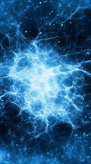 Poster - Blue Fractal Design with High Contrast and Chaotic Patterns