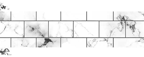 Poster - Elegant white marble tile texture with black grout lines for modern design backgrounds and surface finishes