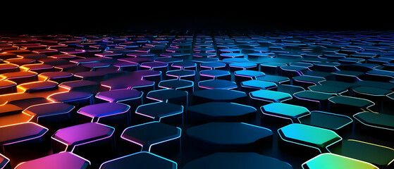 Poster - Abstract Geometric Hexagon Pattern With Vibrant Colors