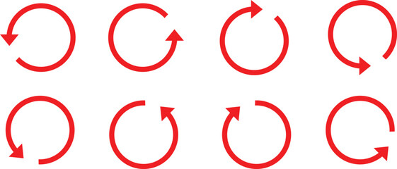 Poster - set of red different direction loading arrow vector illustration.